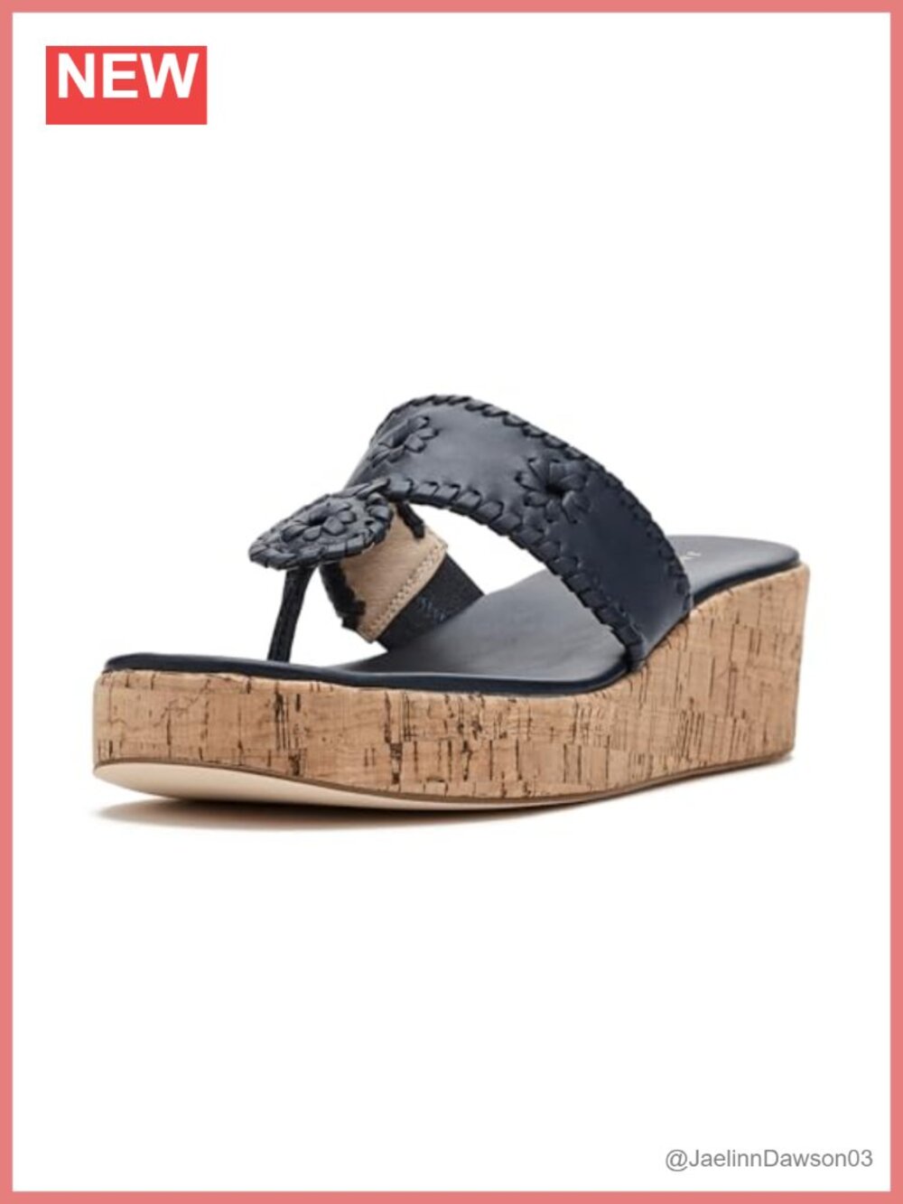 Jack Rogers Mid-Wedge Leather Thong Sandals Slip-On Casual